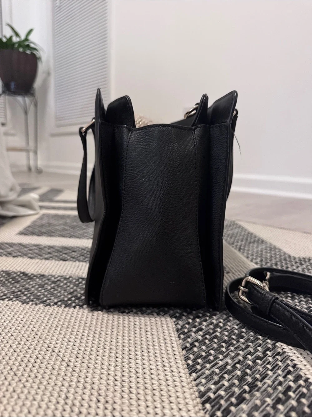 kate spade Black Saffiano Leather Satchel with Detachable Strap